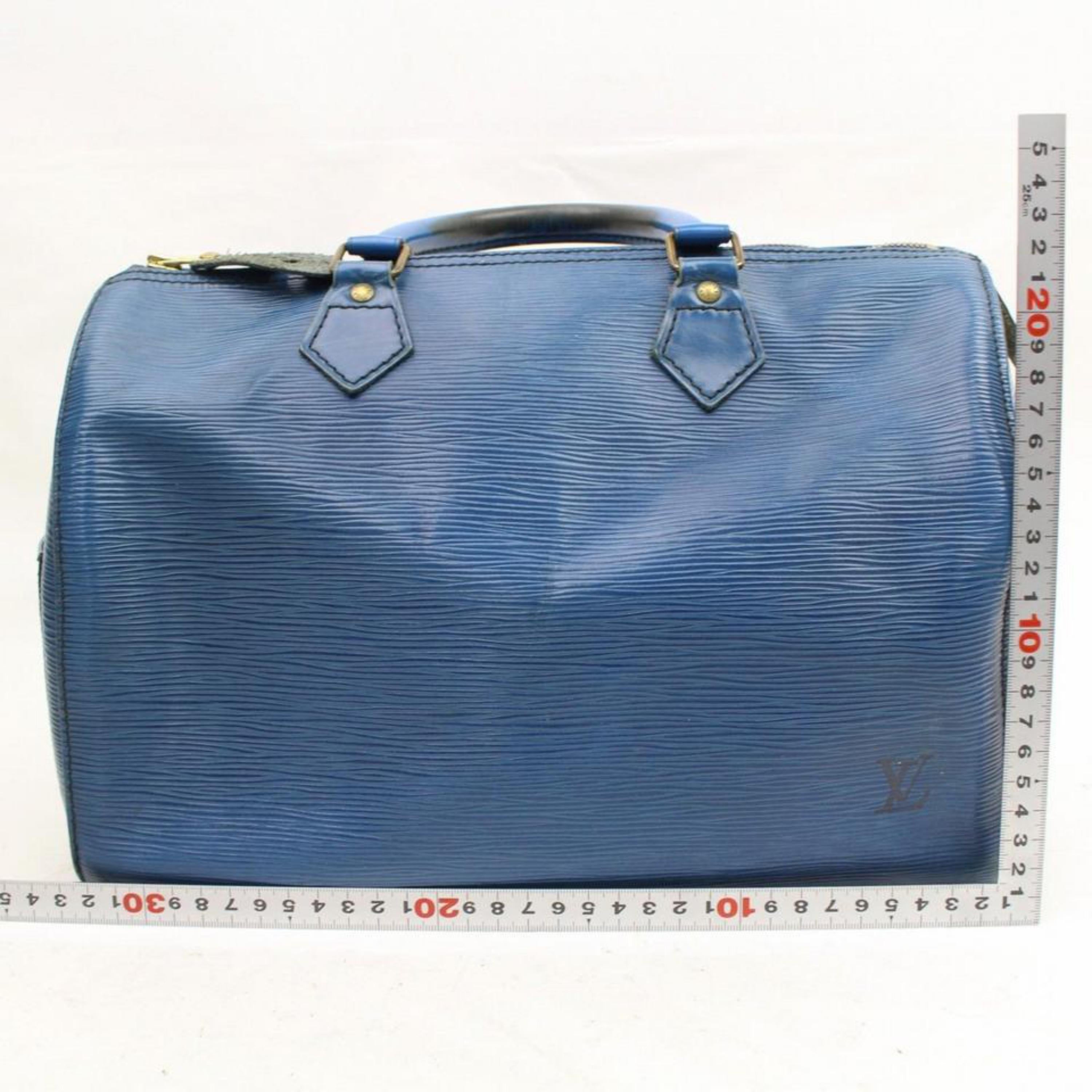 Louis Vuitton Speedy Toledo 30 868320 Blue Leather Satchel For Sale 3