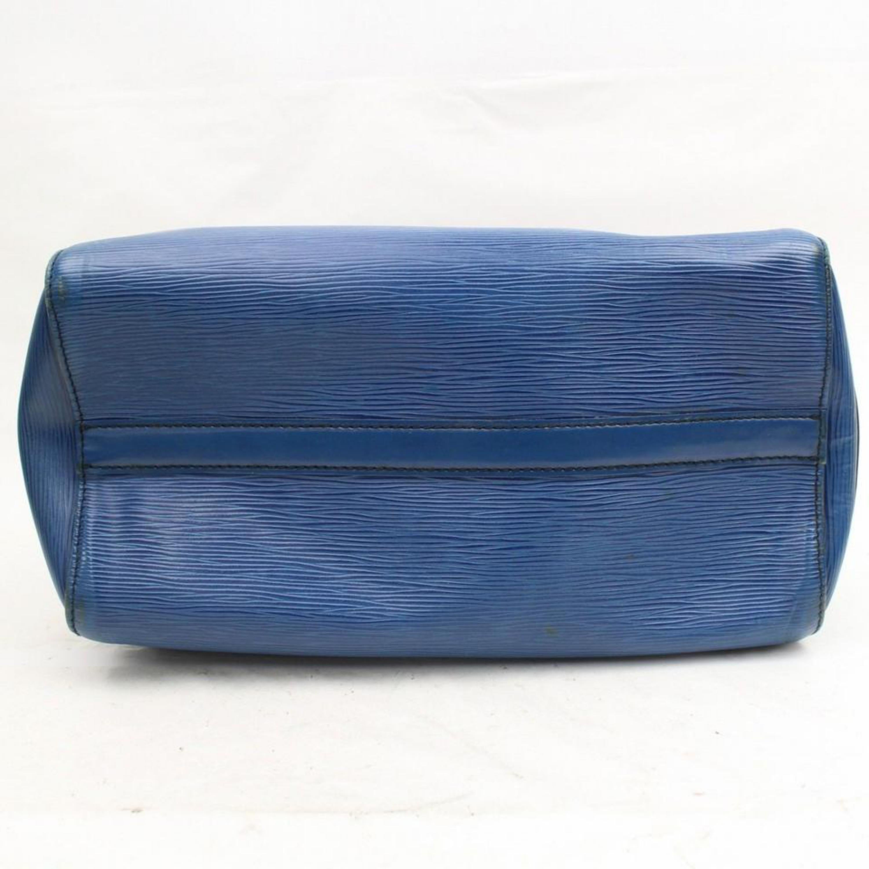 Louis Vuitton Speedy Toledo 30 868320 Blue Leather Satchel For Sale 4