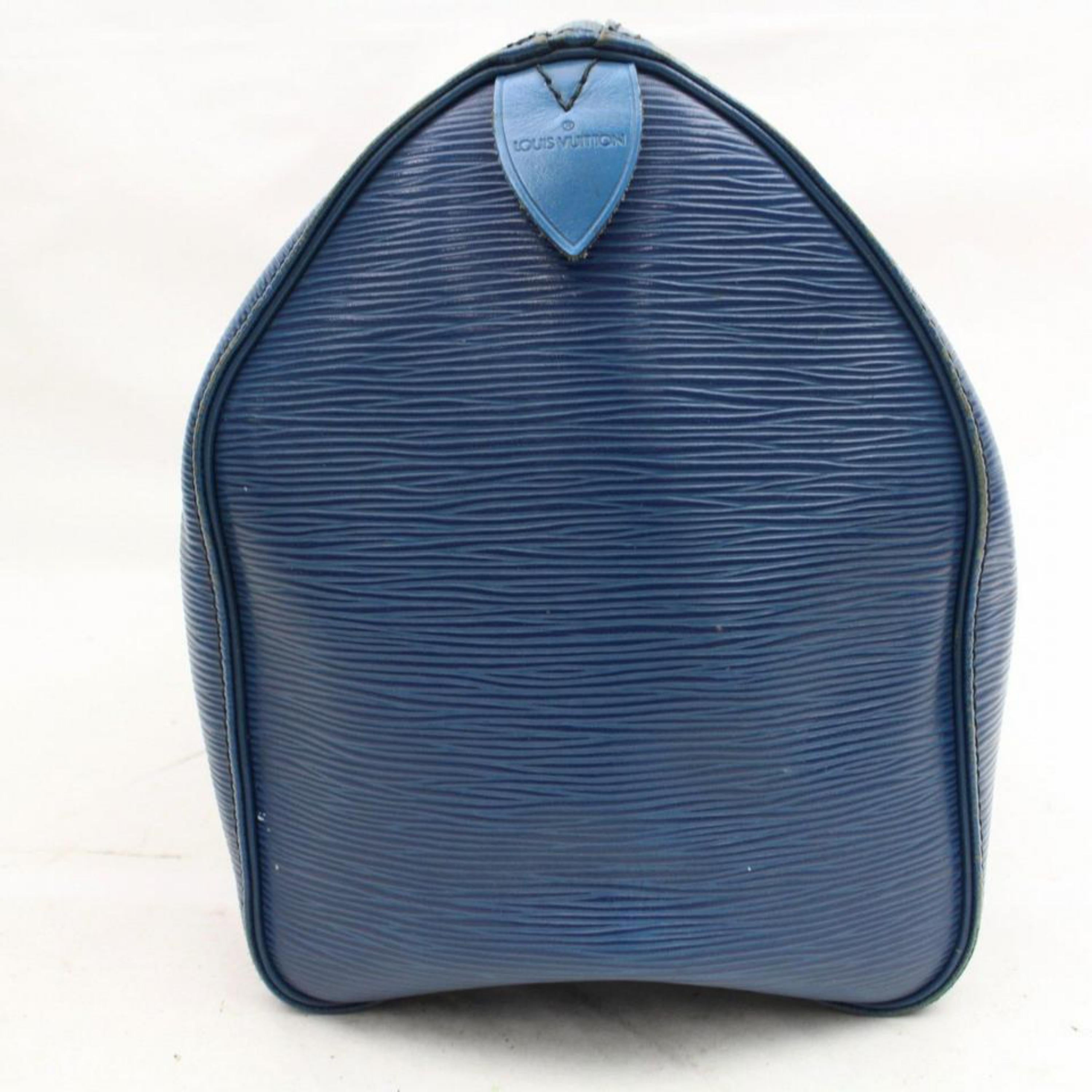 Louis Vuitton Speedy Toledo 30 868320 Blue Leather Satchel For Sale 5