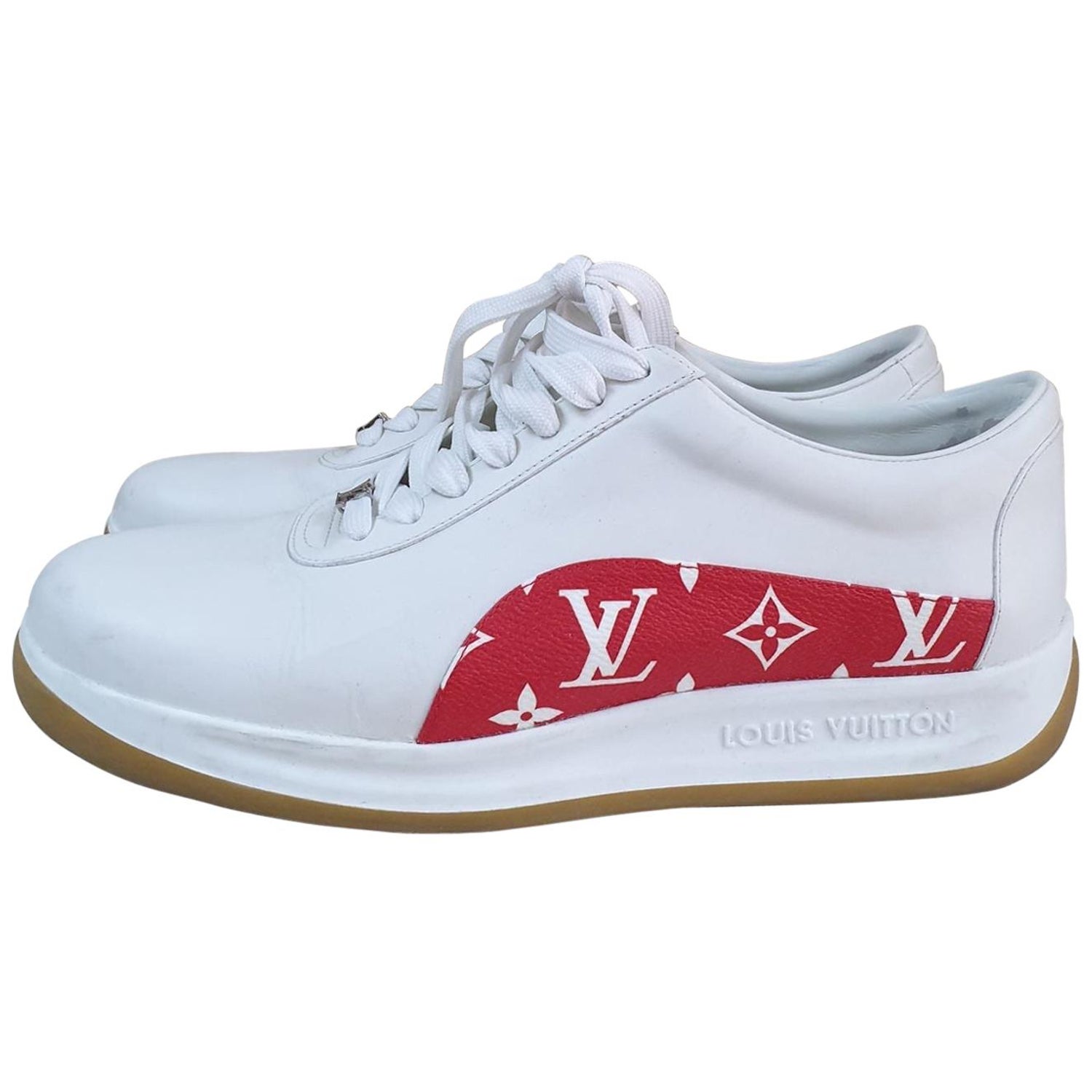 Louis Vuitton Sport Supreme White Monogram Sneakers For Sale at 1stDibs | louis  vuitton sandals