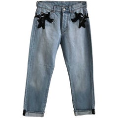 Louis Vuitton Spring 2014 Runway Denim Jeans with Lace Mesh Detail