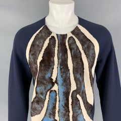 LOUIS VUITTON Spring 2017 by Kim Jones M Navy Animal Print Calf Hair Pullover