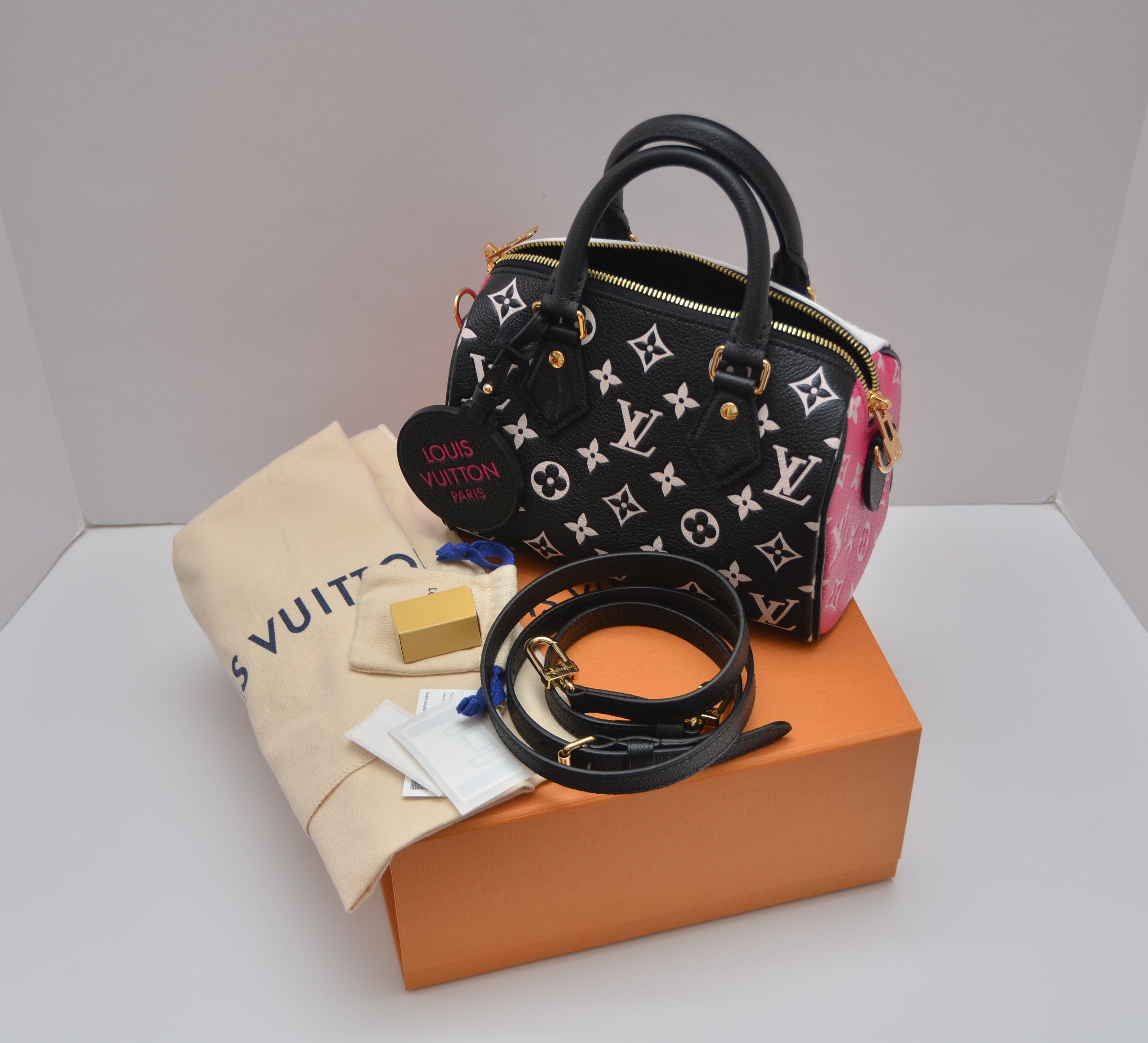 Louis Vuitton - Bandoulière Spring Escape Speedy 20 rose, noir et blanc  NOUVEAU en vente 2