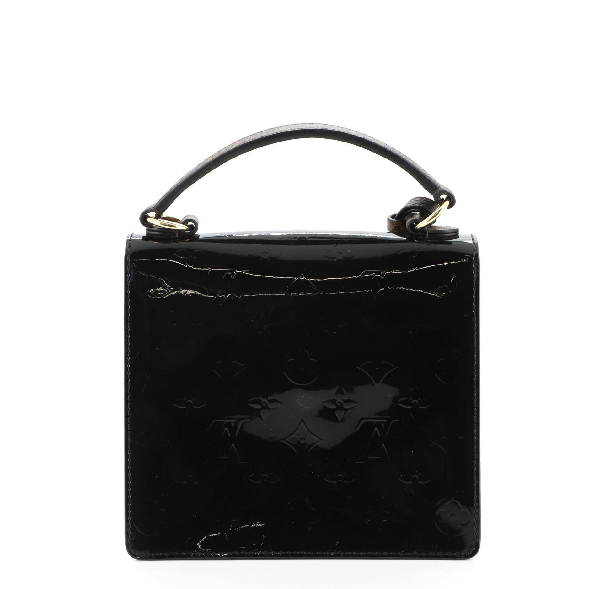 Louis Vuitton Spring Street NM Handtasche Monogramm Vernis mit Monogramm Segeltuch (Schwarz)