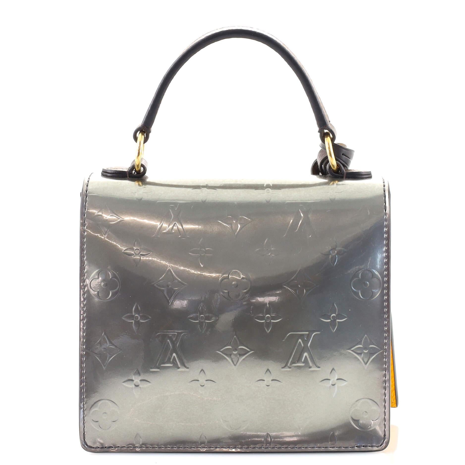 Gray Louis Vuitton Spring Street NM Handbag Monogram Vernis with Monogram Canvas