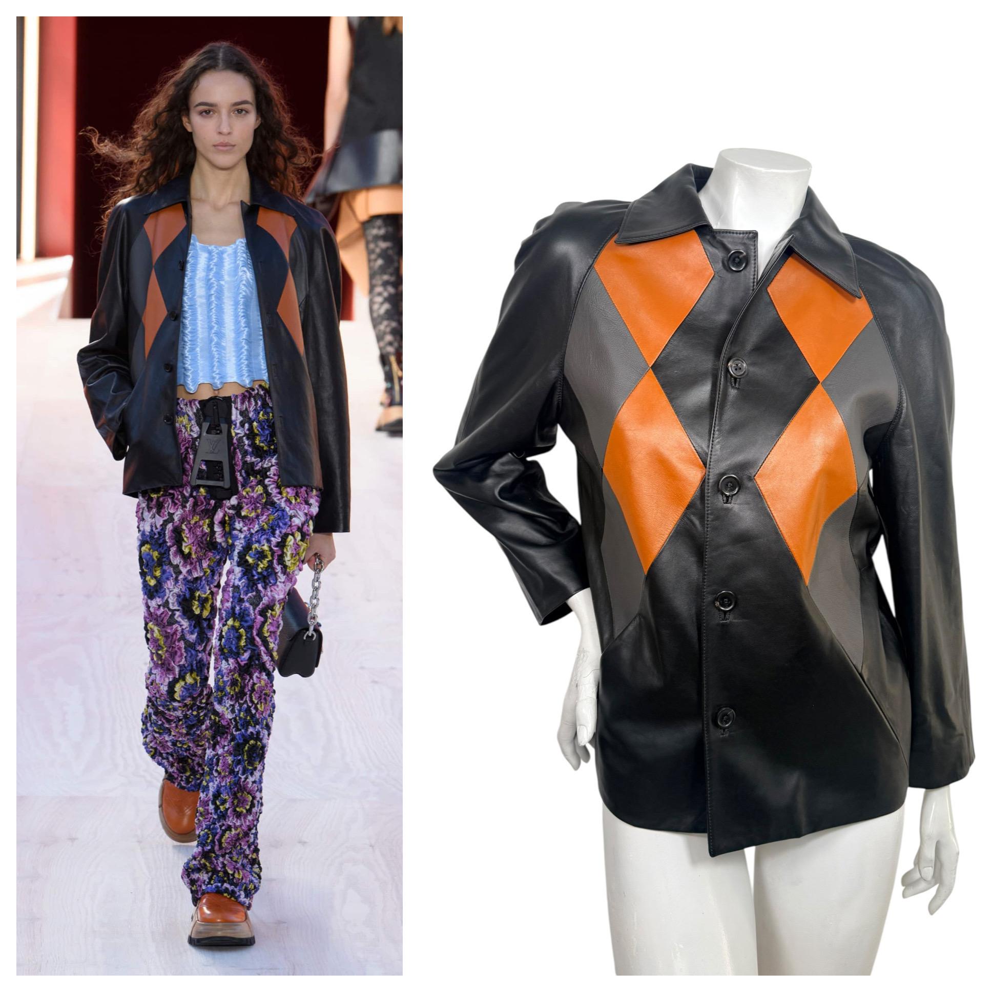 Louis Vuitton Spring Summer 2023 RARE Runway Leather Intarsia Jacket – NWT FR 36