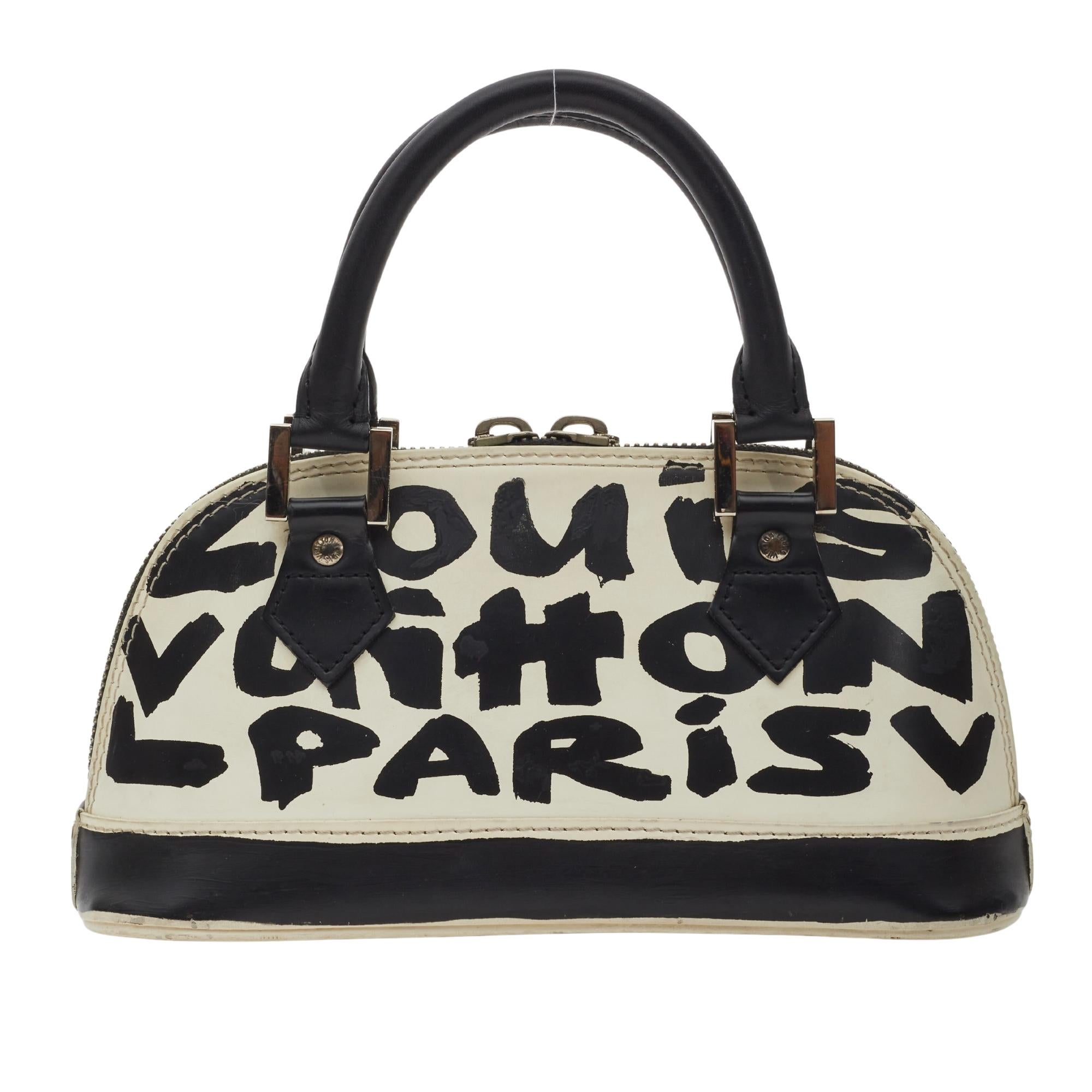 Women's Louis Vuitton Sprouse Black White Graffiti Alma PM Handbag