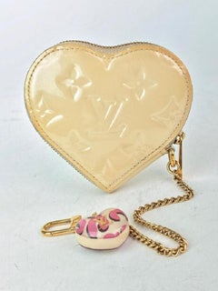 Louis Vuitton Sprouse Graffiti Beige Monogram Vernis Heart Coin Purse Cles 6L916