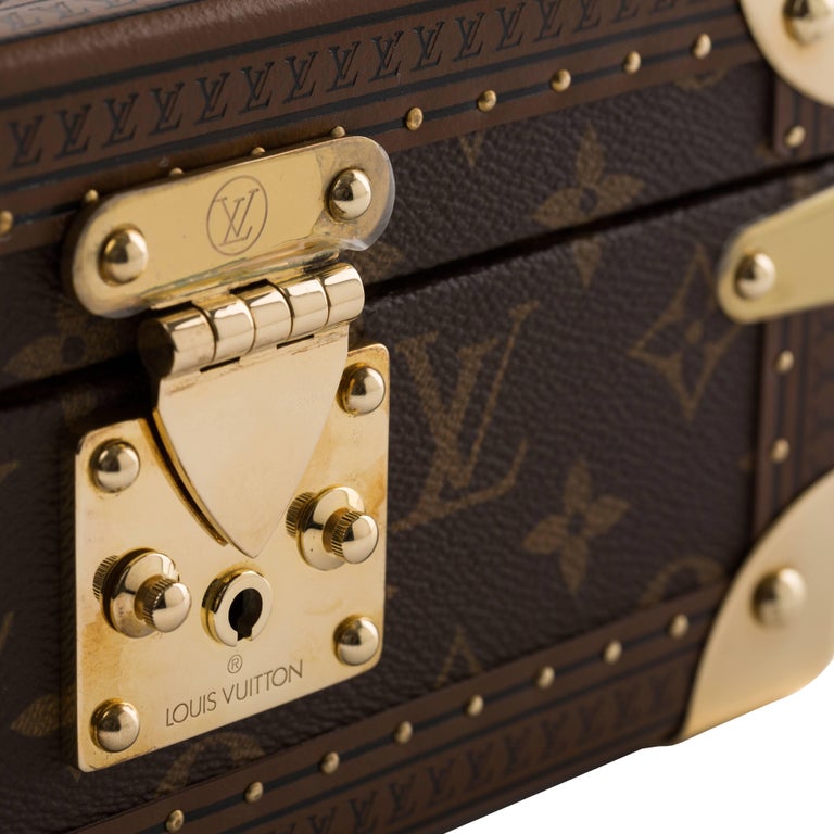 Louis Vuitton Monogram Canvas Accessory Jewelry Case Mini Square Brown Used