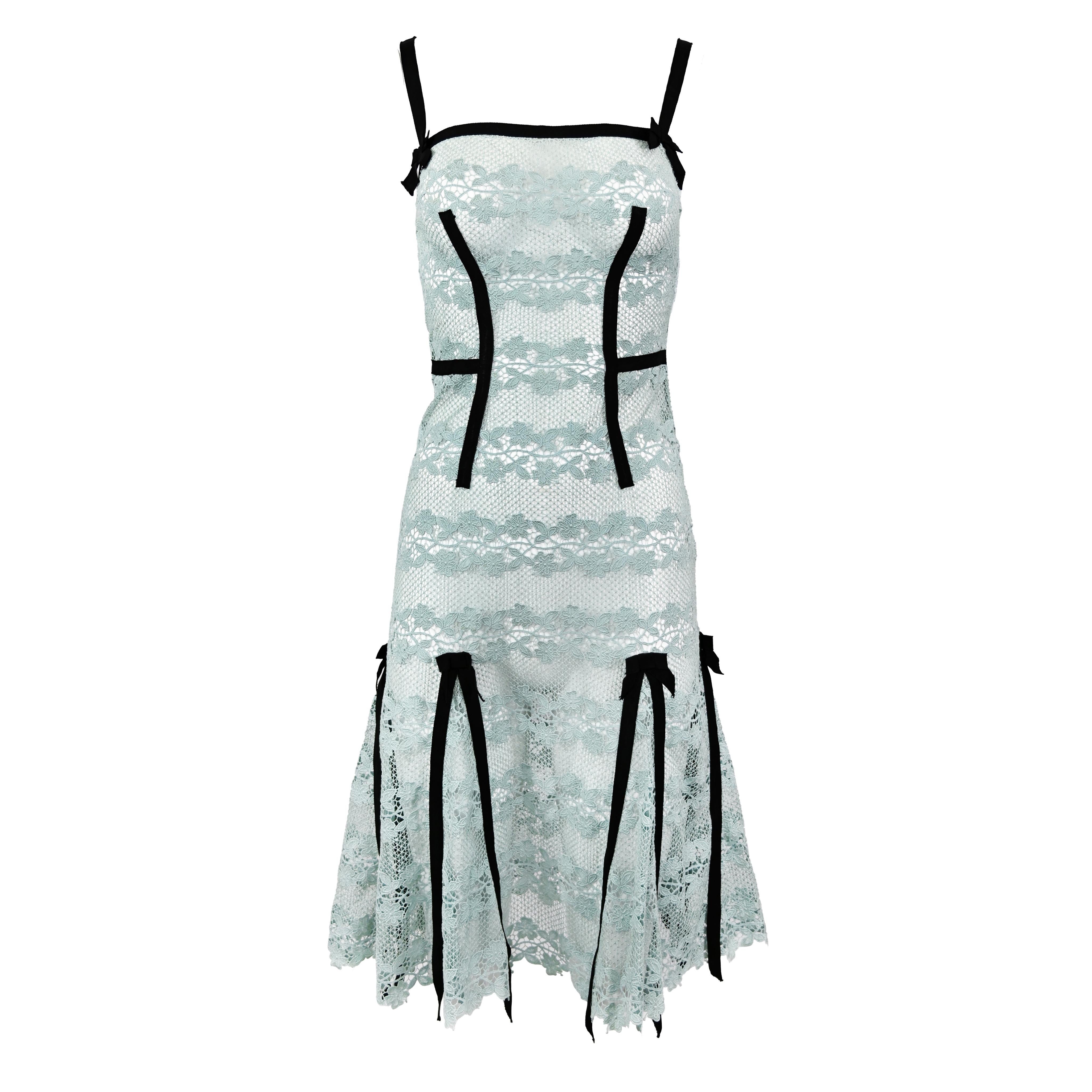 Louis Vuitton SS 2003 Runway Floral Lace Dress with Bows