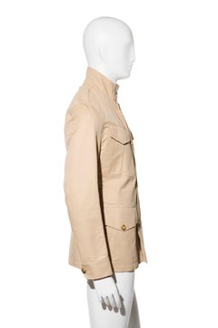 Louis Vuitton SS14 Men’s Tan Cotton Safari Jacket w/ Calfskin Trim IT46