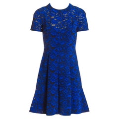 Louis Vuitton SS17 Electric Blue Flocked Dress, Size UK8 by Ghesquiere