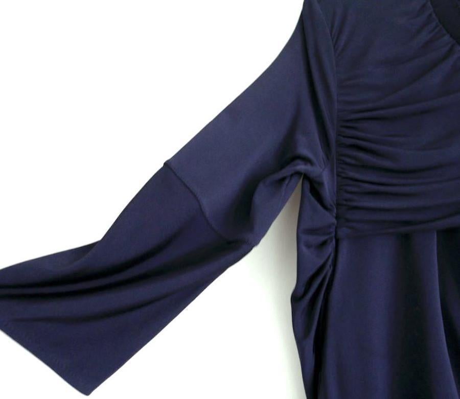 Women's Louis Vuitton SS17 Petrol Blue Draped Jersey Dress For Sale