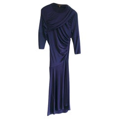 Louis Vuitton SS17 Petrol Blue Draped Jersey Dress
