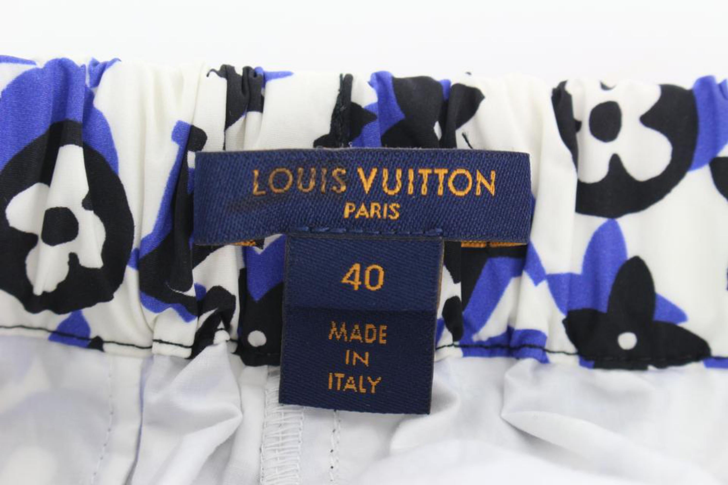 Louis Vuitton SS19 Monogrammierte Joggerhose in Blau x Weiß x Schwarz 29lk53s für Damen oder Herren im Angebot