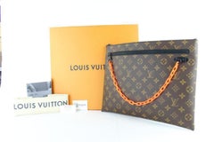 Louis Vuitton  Ss19 Virgil Abloh Chain 870218 Brown Coated Canvas Wristlet