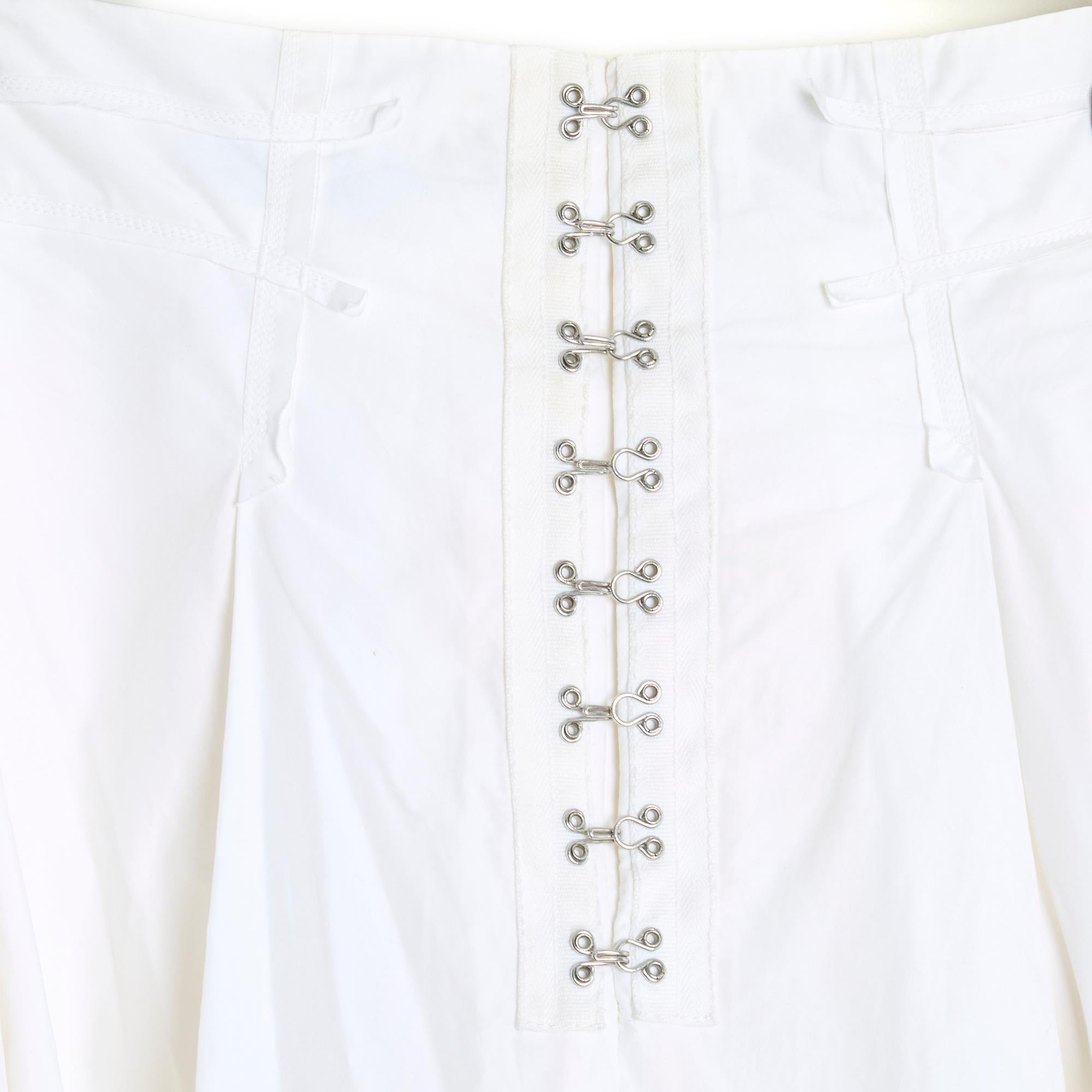 Louis Vuitton SS2007 Cotton White drapé Skirt US12 For Sale 1