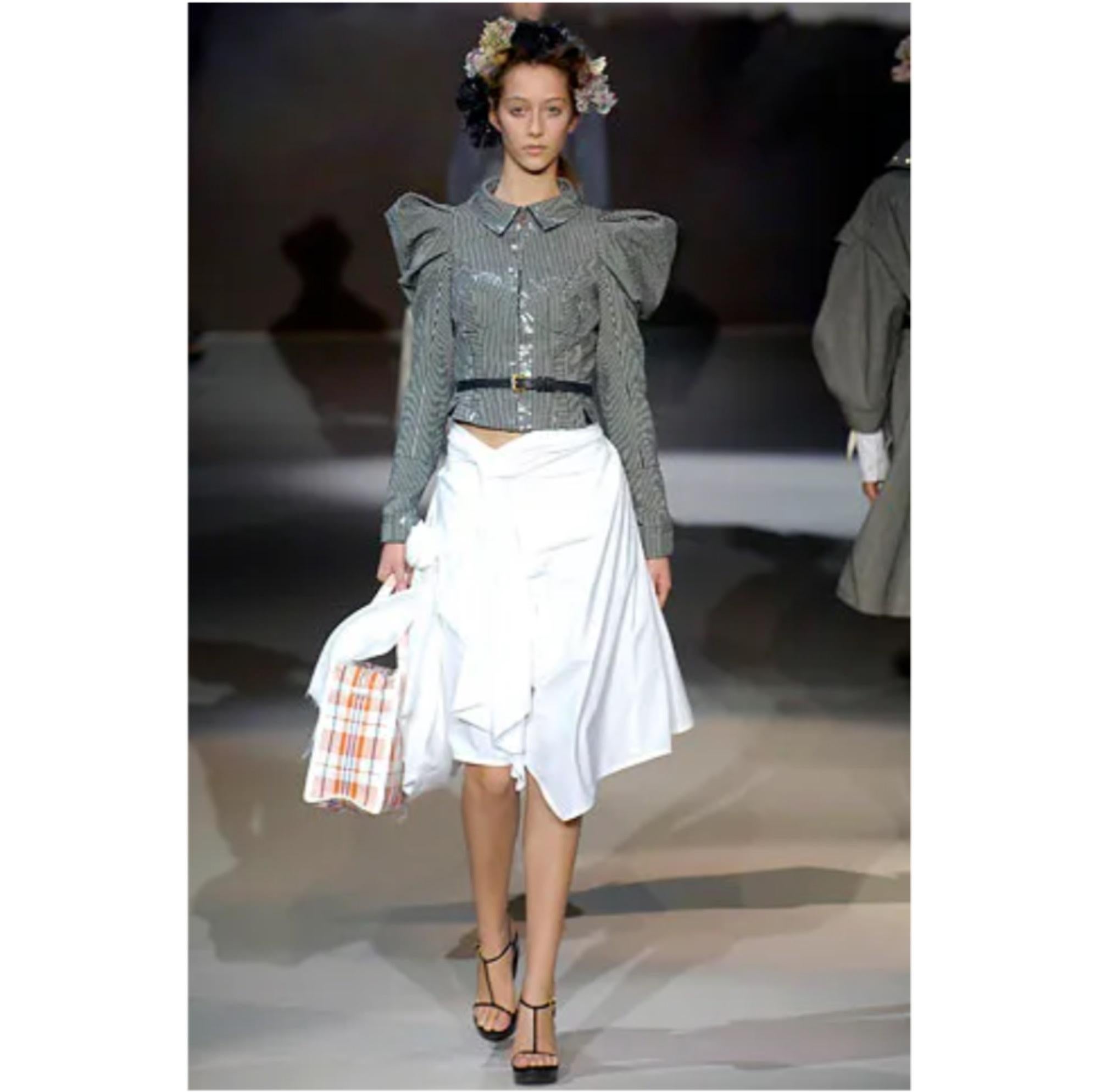 Louis Vuitton SS2007 Cotton White drapé Skirt US12 For Sale 2