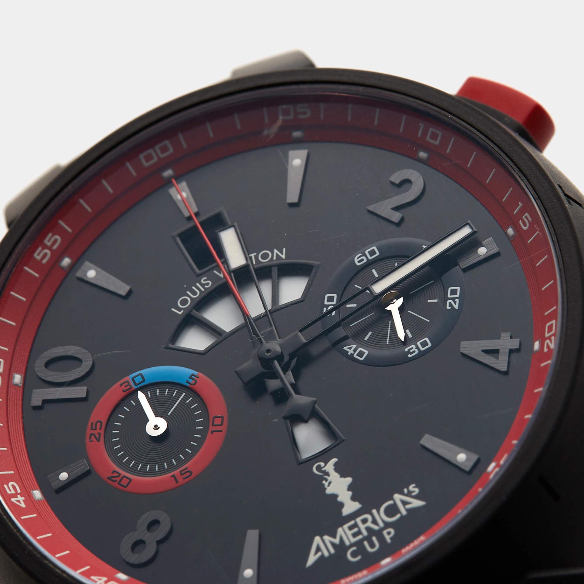 Montre-bracelet pour homme Louis Vuitton 'America's Cup' en caoutchouc inoxydable 44 mm 5