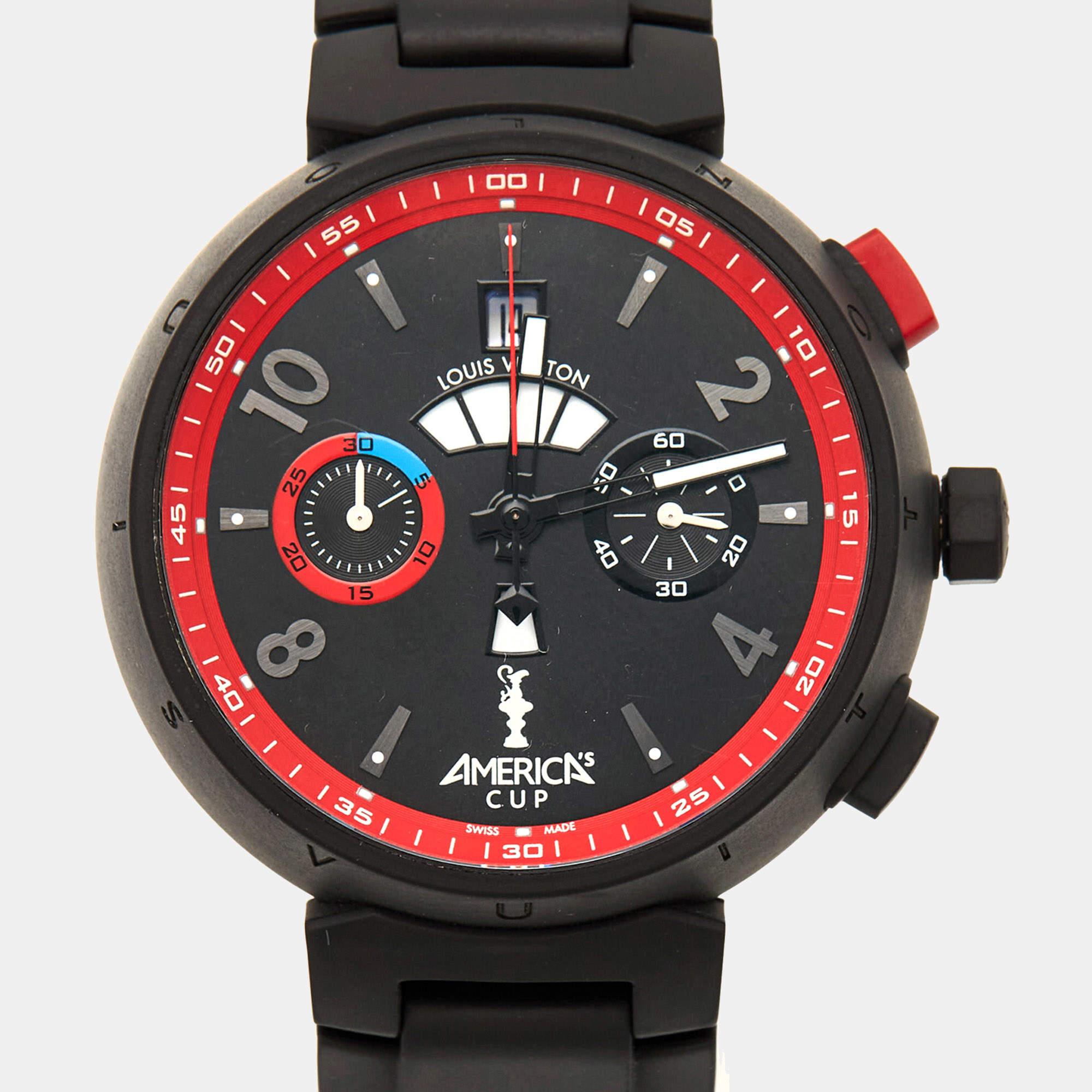 Montre-bracelet pour homme Louis Vuitton 'America's Cup' en caoutchouc inoxydable 44 mm 7