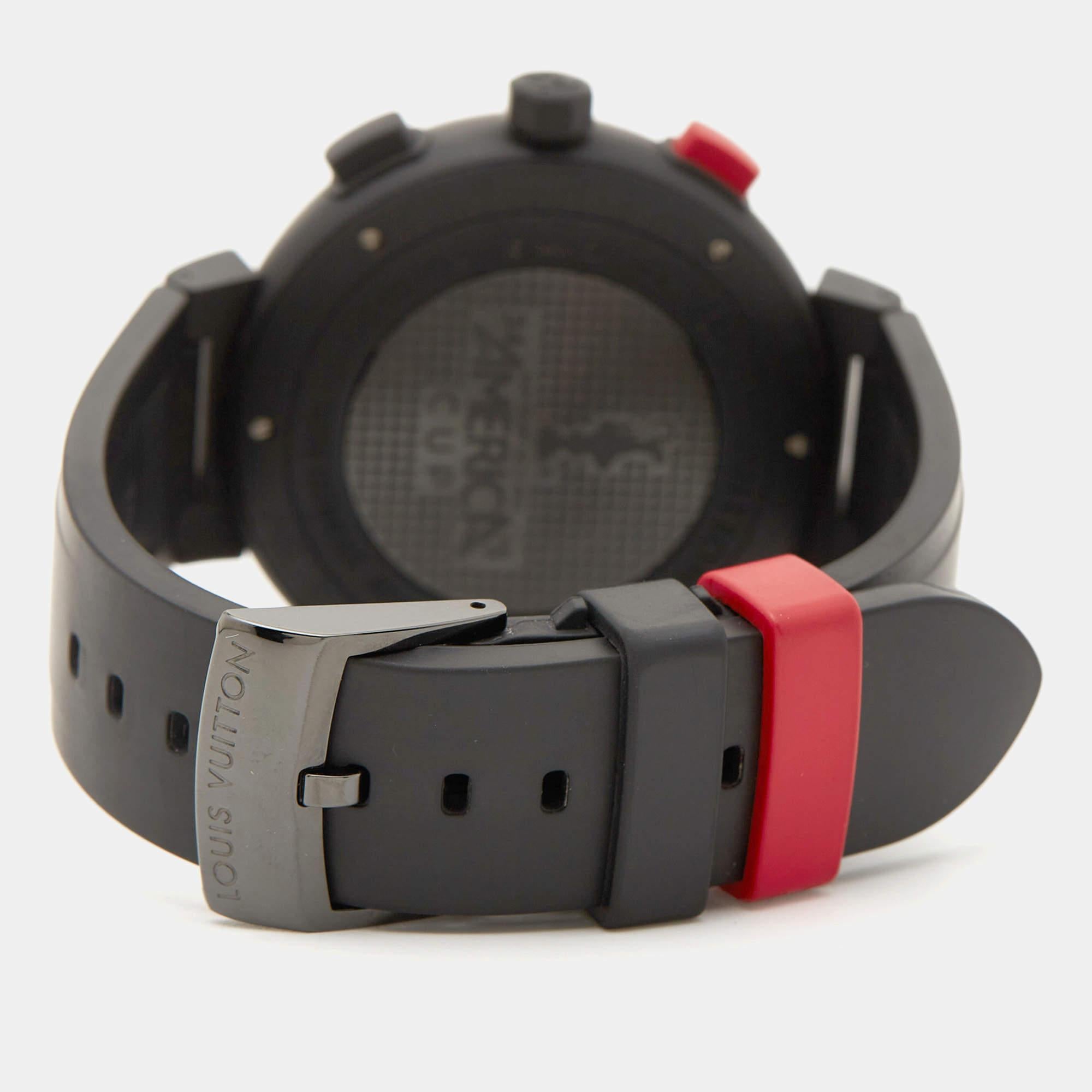  Montre-bracelet pour homme Louis Vuitton 'America's Cup' en caoutchouc inoxydable 44 mm Pour hommes 