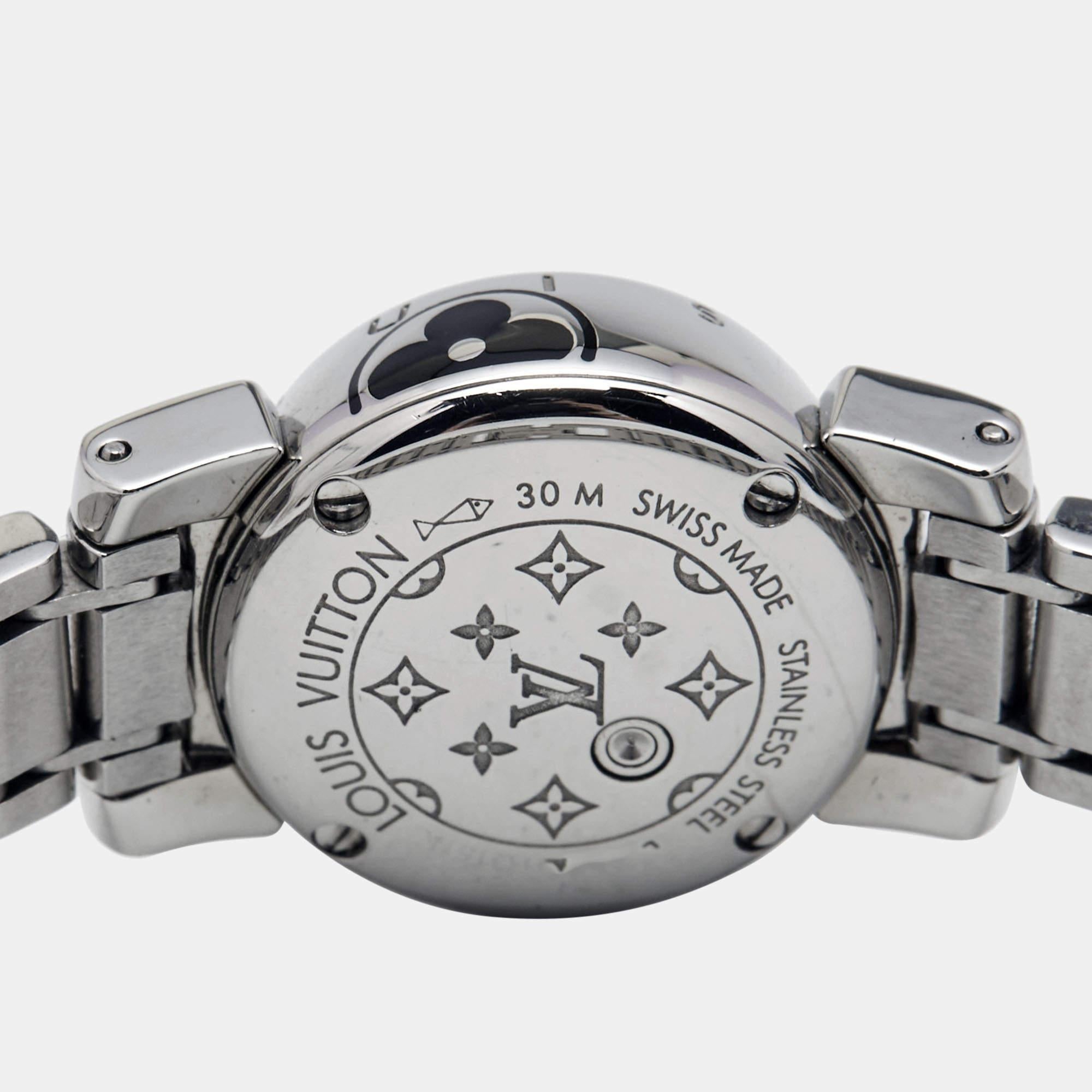 Louis Vuitton Stainless Steel Diamond Tambour Bijou Women's Wristwatch 18 mm 1