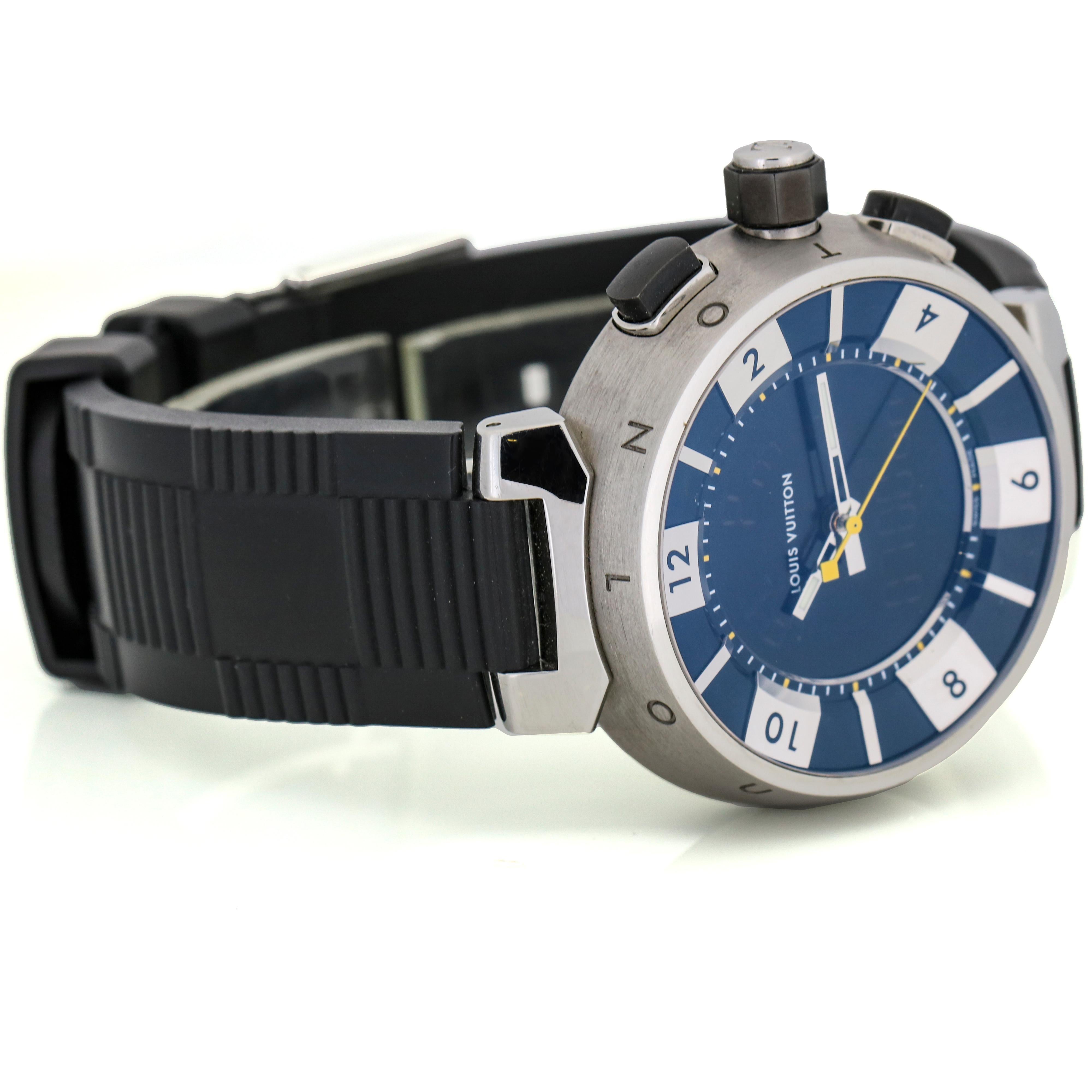Louis Vuitton Stainless Steel Tambour Digital Men's Watch For Sale 1