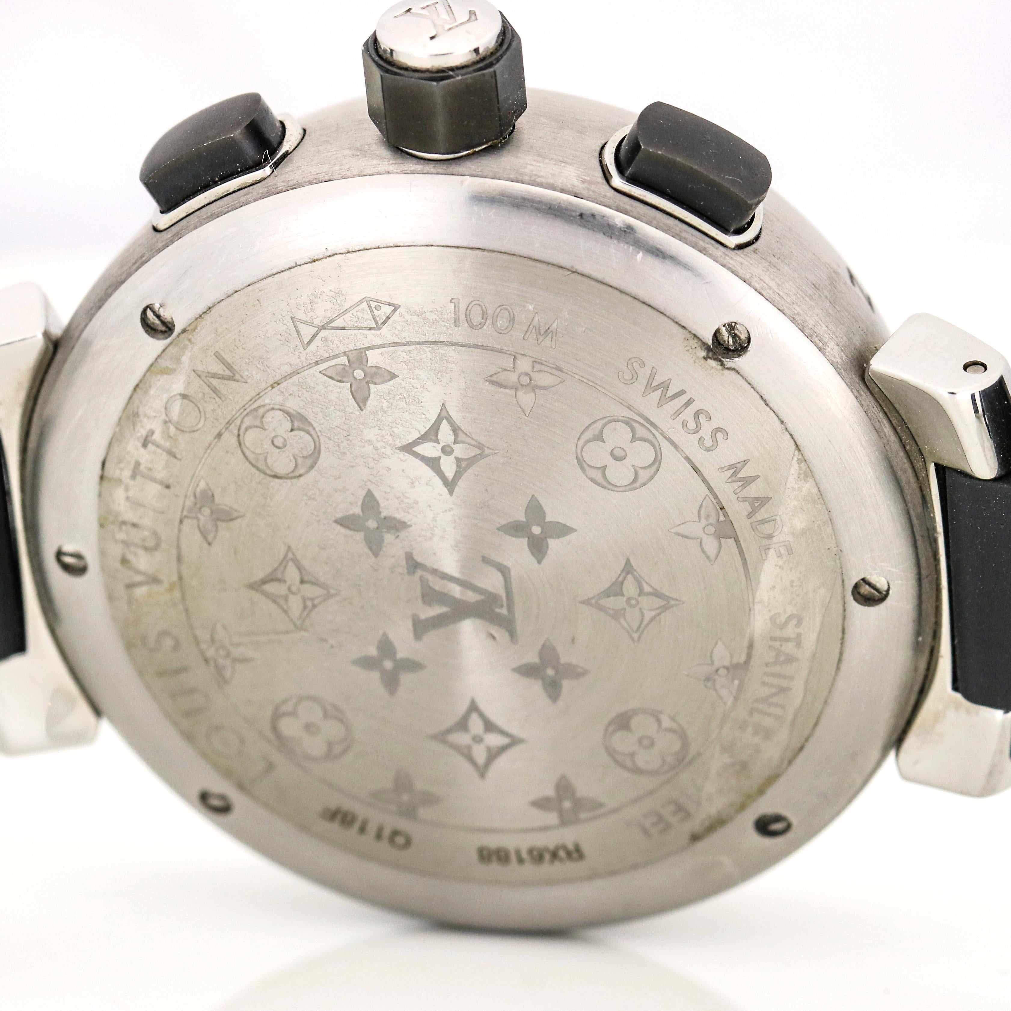 Louis Vuitton Stainless Steel Tambour Digital Men's Watch For Sale 3