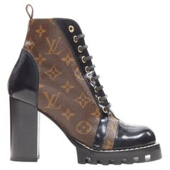 Used Louis Vuitton Monogram Star Trail Ankle Combat Boots 9 SHOES