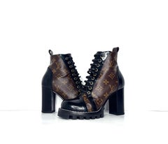 Louis Vuitton Star Trail LV Monogram Black Leather Platform Booties 36