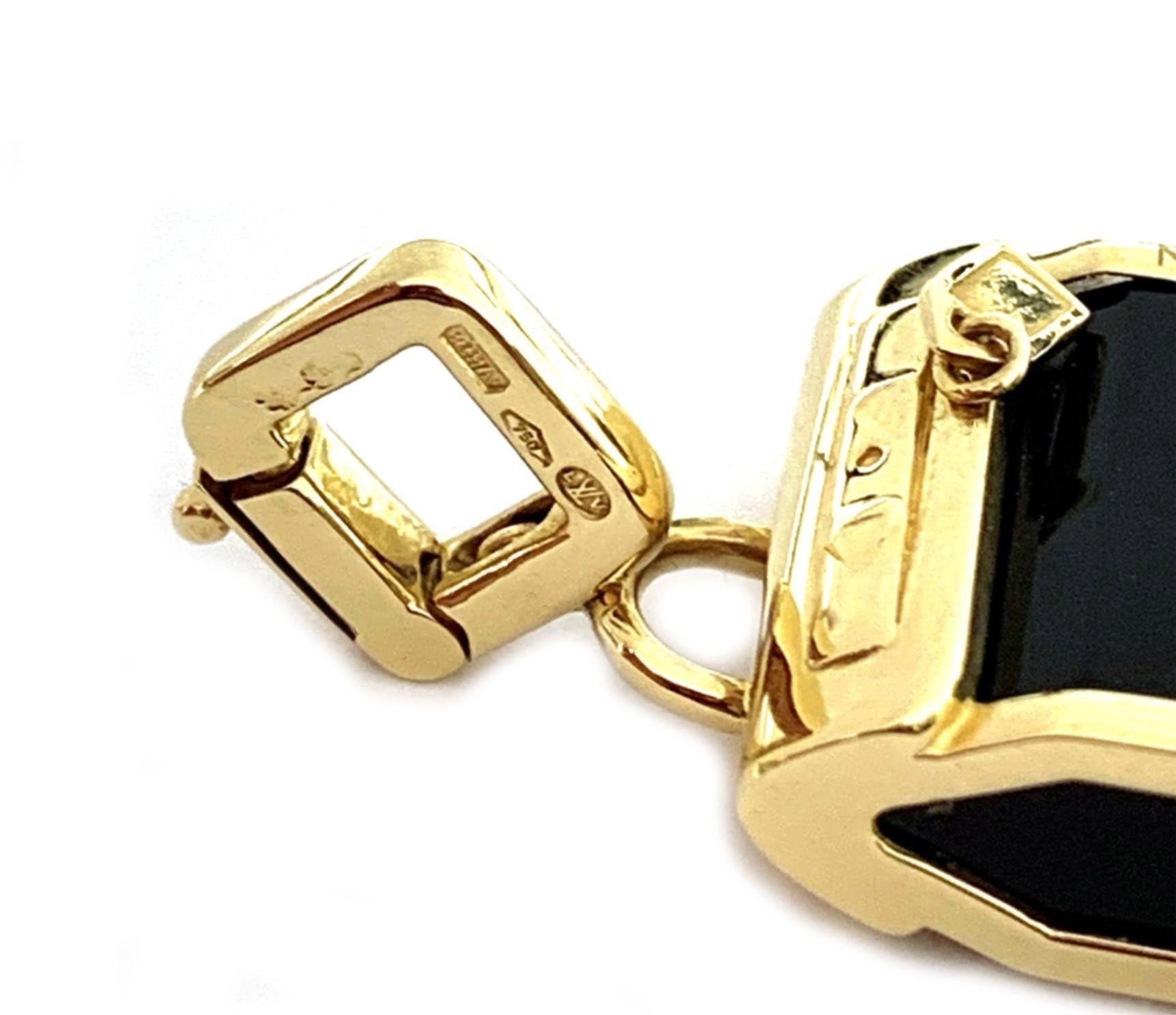 Hexagon Cut Louis Vuitton Steamer Bag 18k Yellow Gold Onyx Charm Pendant For Sale