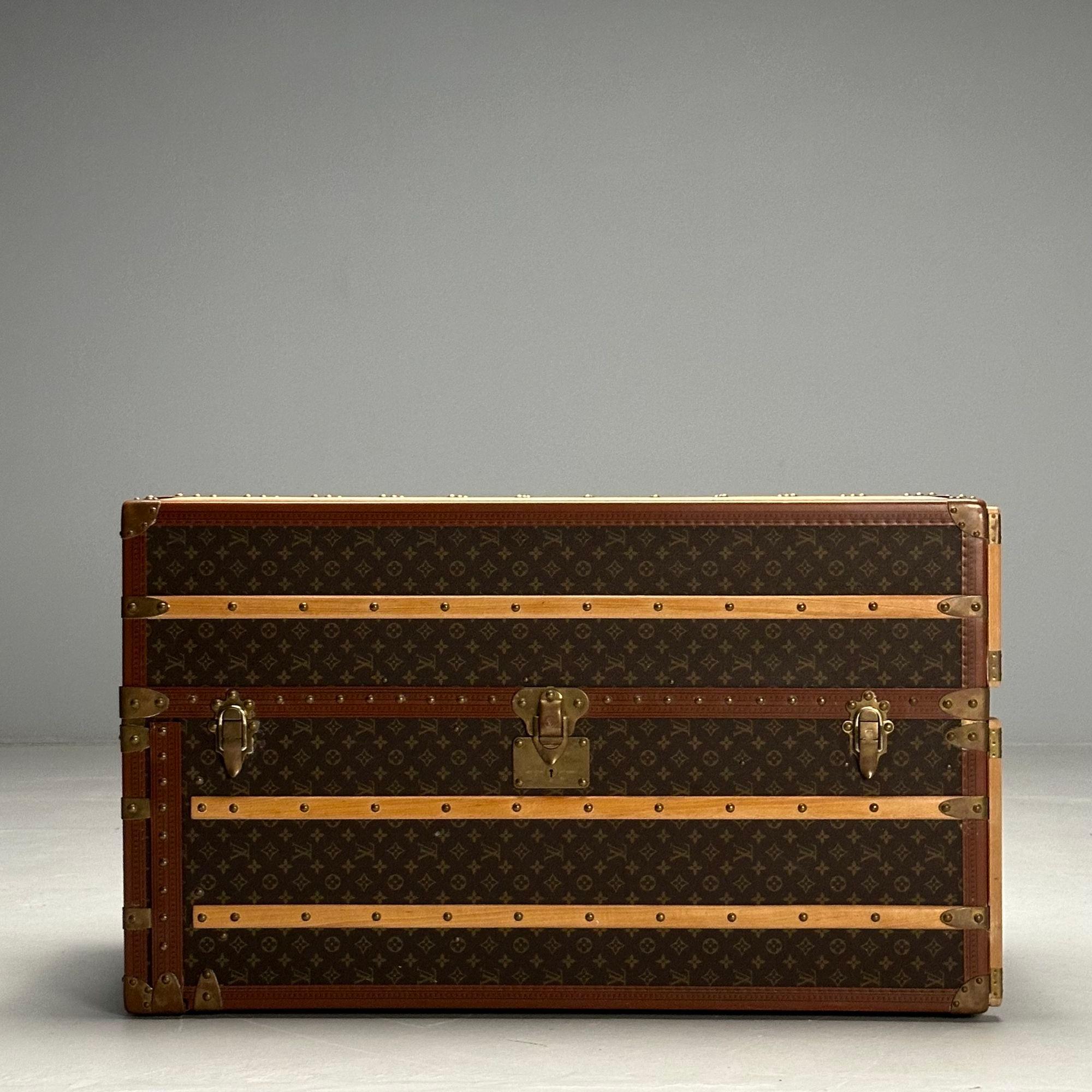 Louis Vuitton, malle à vapeur, toile Monogram, cuir, commande spéciale Bon état - En vente à Manhasset, NY