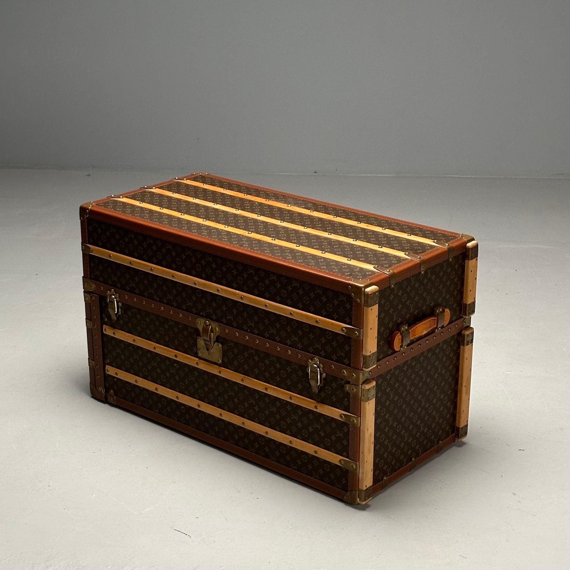 Fin du 20e siècle Louis Vuitton, malle à vapeur, toile Monogram, cuir, commande spéciale en vente