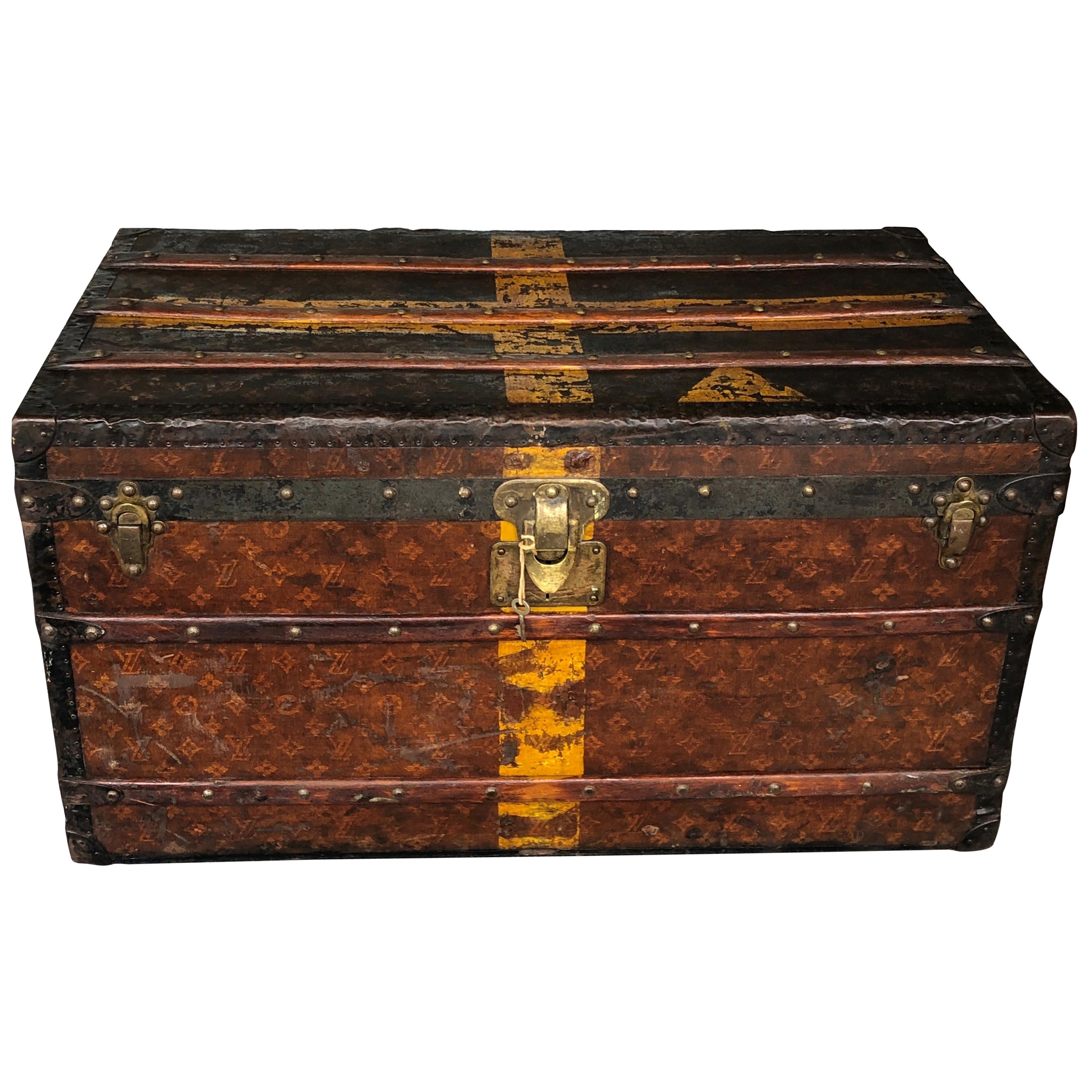 Louis Vuitton Steamer Trunk Monogram Canvas with 3 Insert Trays Early 20th C