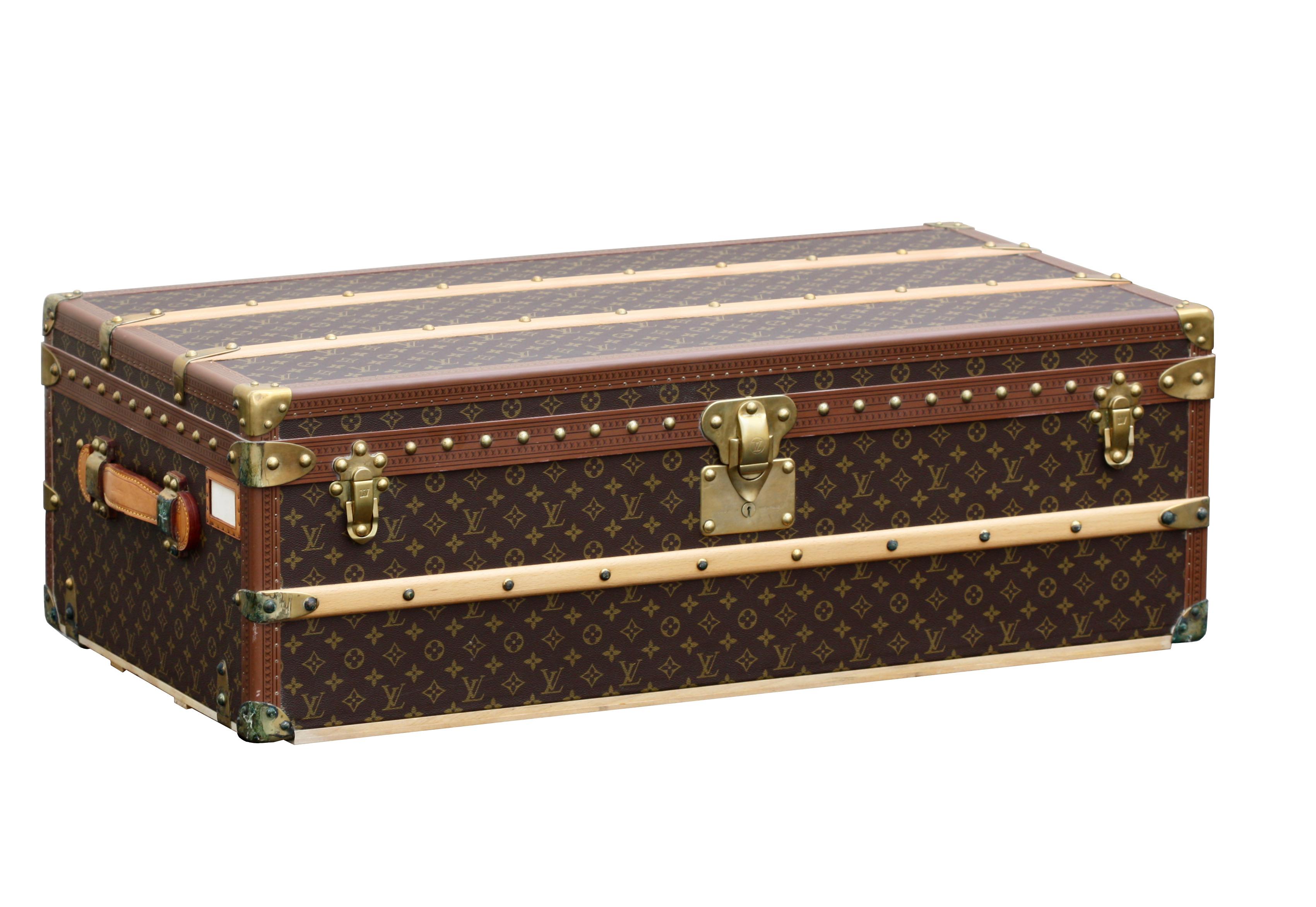 Leather Louis Vuitton Steamer Trunk with Monogram Pattern