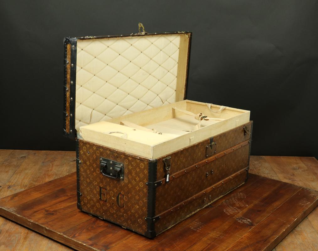 French Louis Vuitton Steamer Trunk Woven Canvas, 1900s