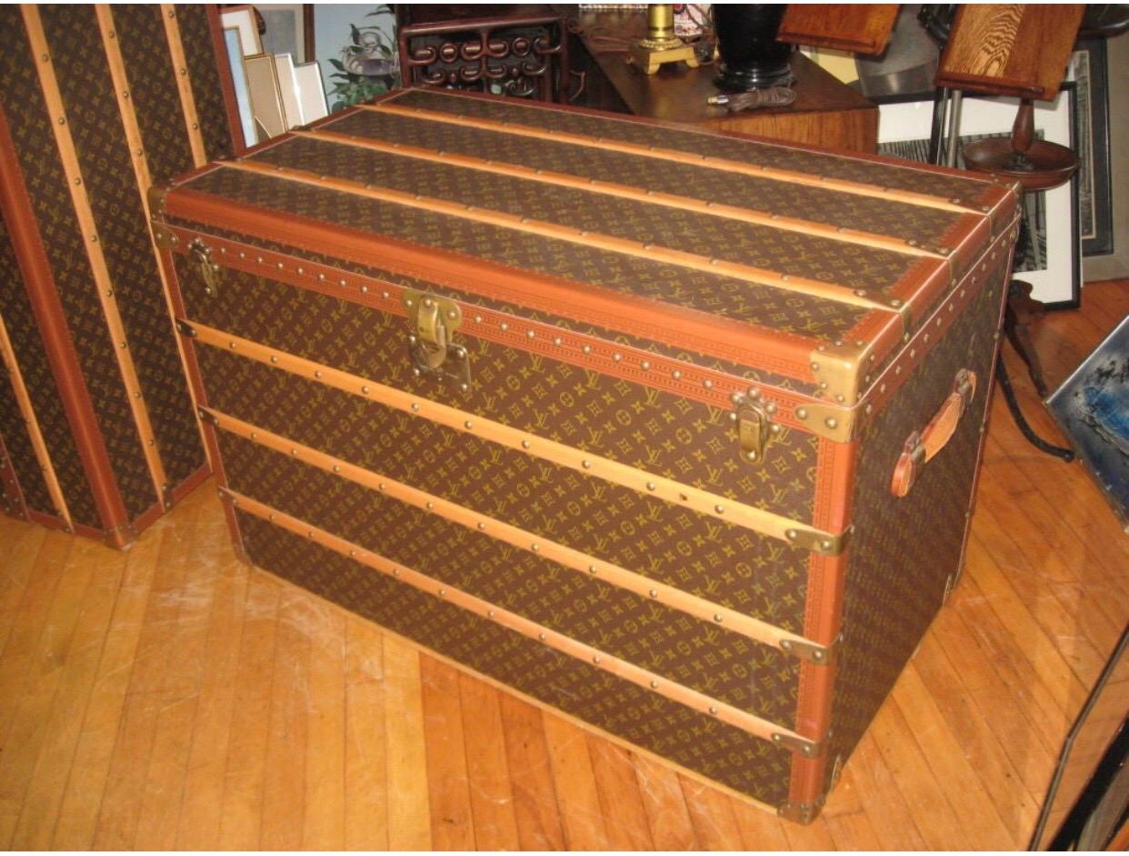 Mid-Century Modern Louis Vuitton Steamer Trunks Mid-Century Companion Pair Special Order For Sale