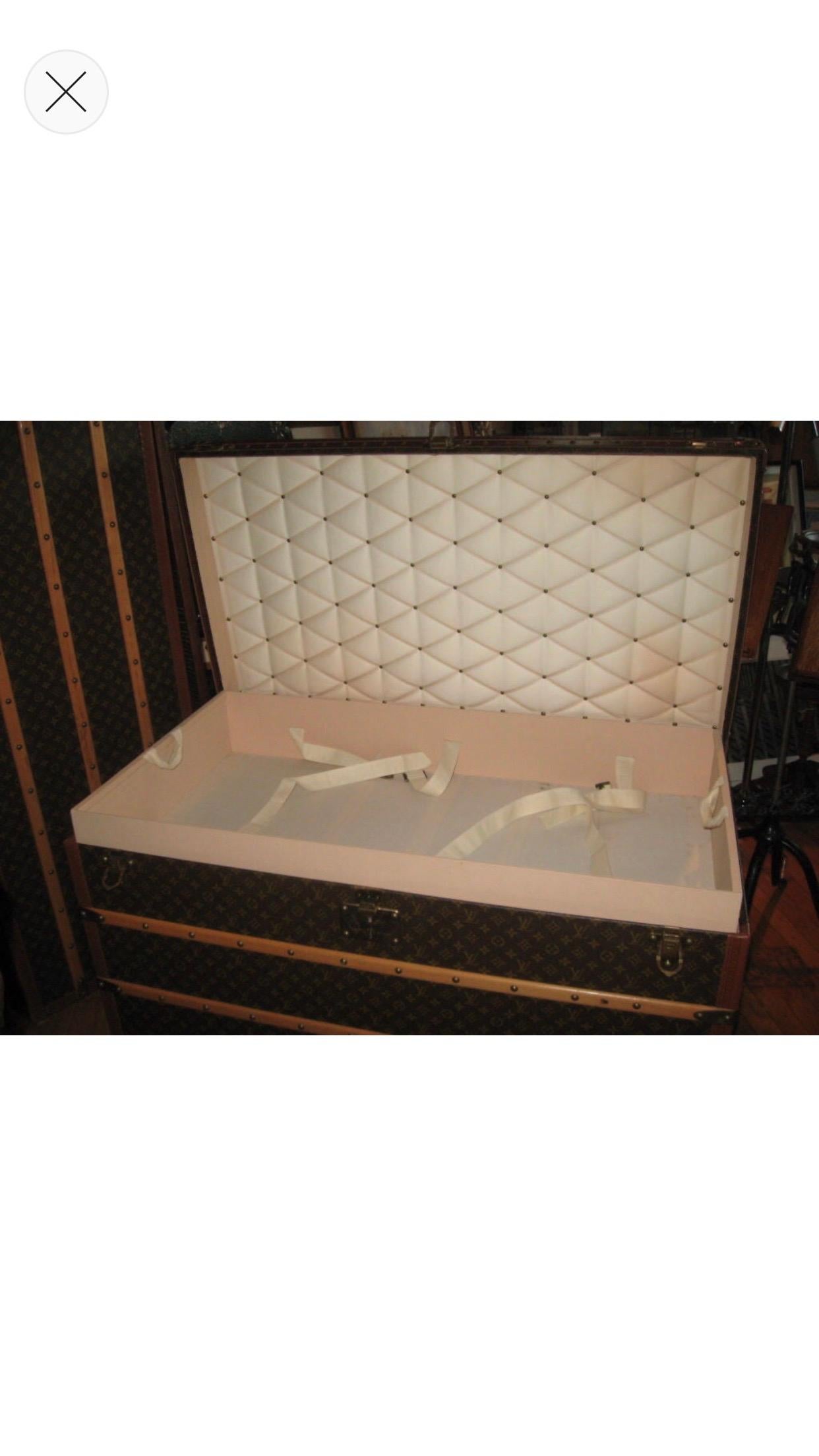 Hand-Crafted Louis Vuitton Steamer Trunks Mid-Century Companion Pair Special Order For Sale