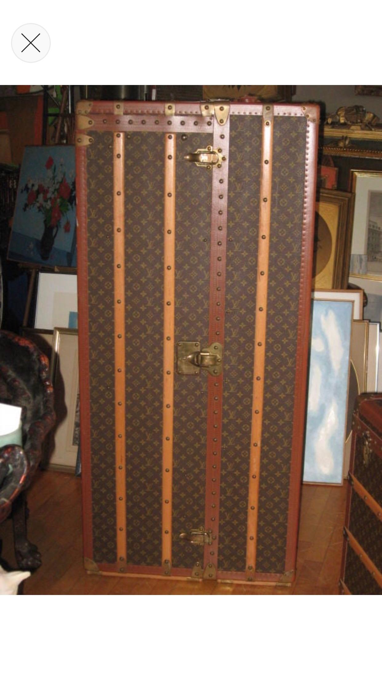 Mid-20th Century Louis Vuitton Steamer Trunks Mid-Century Companion Pair Special Order For Sale