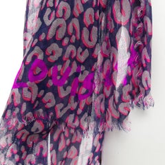 LOUIS VUITTON Stephen Sprouse blue pink leopard Graffiti cashmere silk scarf
