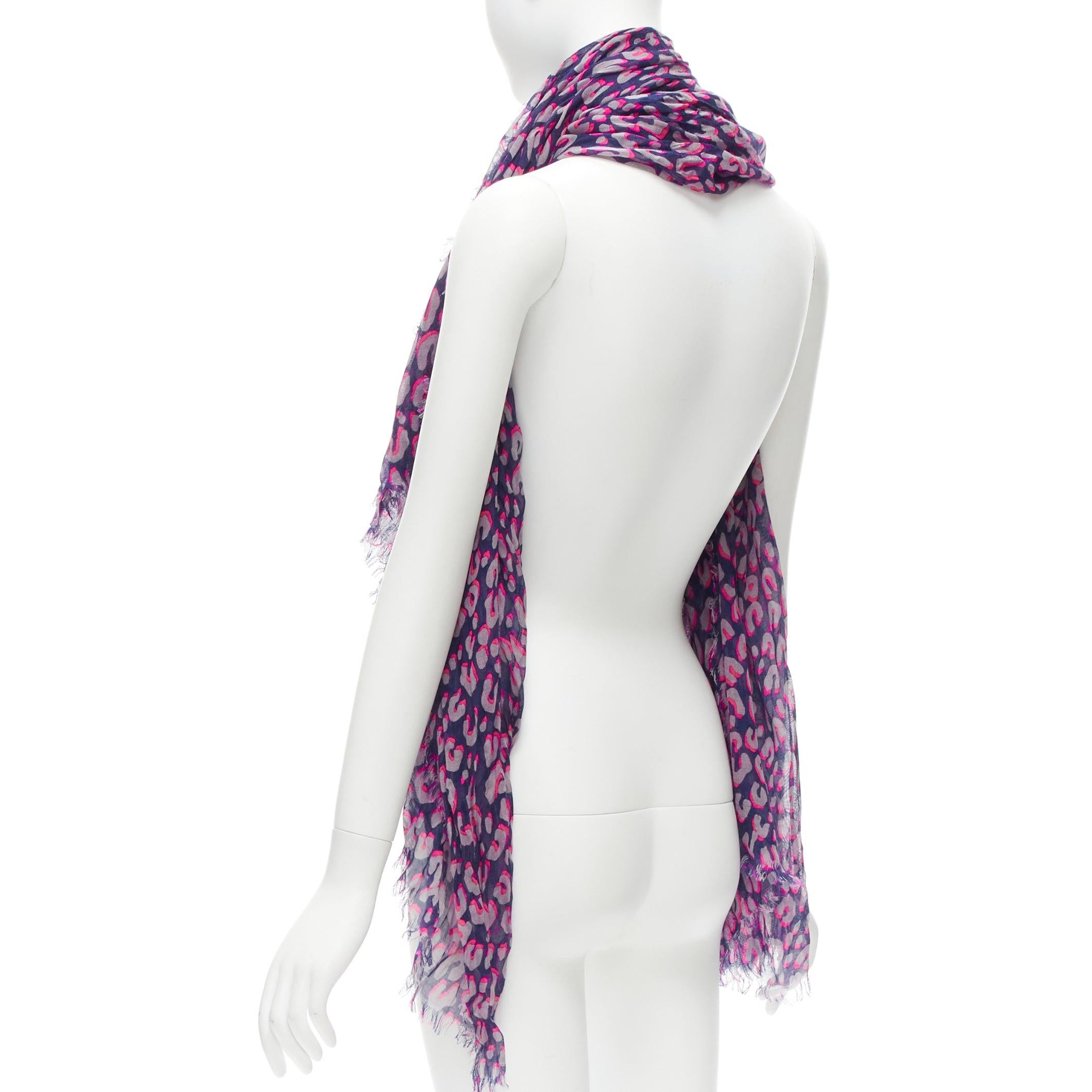 LOUIS VUITTON Stephen Sprouse blue pink leopard Graffiti cashmere silk scarf 2