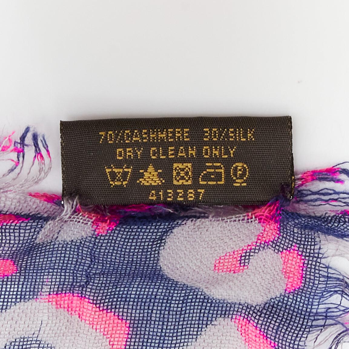 LOUIS VUITTON Stephen Sprouse blue pink leopard Graffiti cashmere silk scarf 5