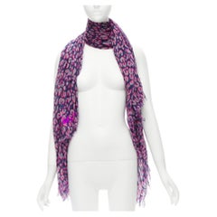 LOUIS VUITTON Stephen Sprouse blue pink leopard Graffiti cashmere silk scarf