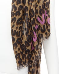 LOUIS VUITTON Stephen Sprouse brown cashmere silk graffiti logo leopard scarf