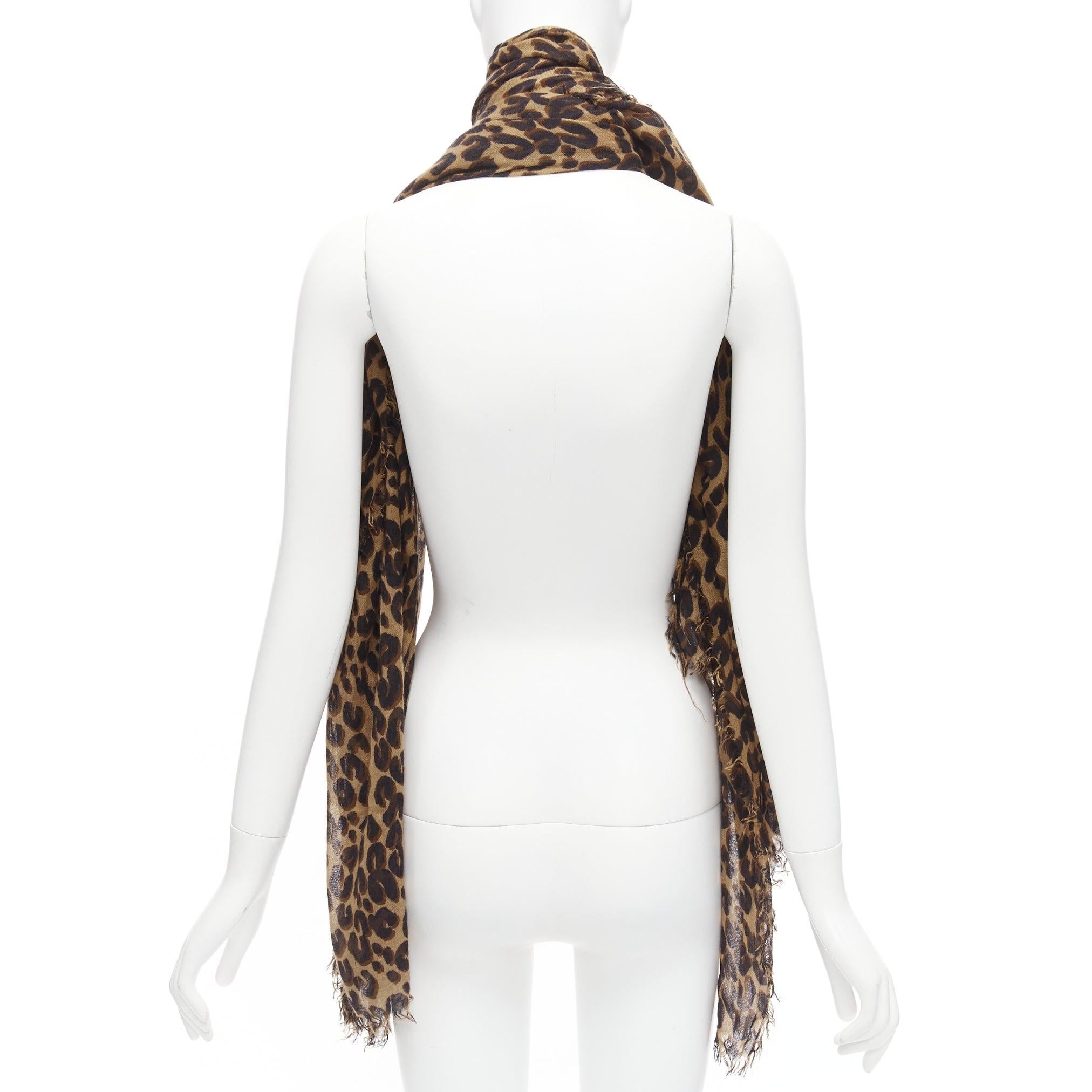 LOUIS VUITTON Stephen Sprouse brown cashmere silk graffiti logo leopard scarf 1