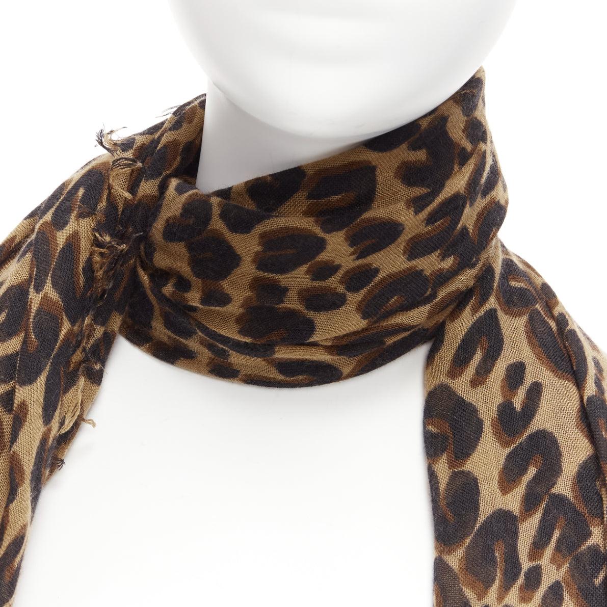 LOUIS VUITTON Stephen Sprouse brown cashmere silk graffiti logo leopard scarf 3