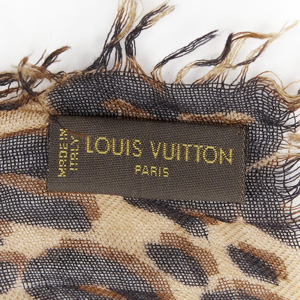 LOUIS VUITTON Stephen Sprouse brown cashmere silk graffiti logo leopard scarf 4