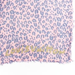 LOUIS VUITTON Stephen Sprouse cashmere silk pink blue leopard Graffiti scarf