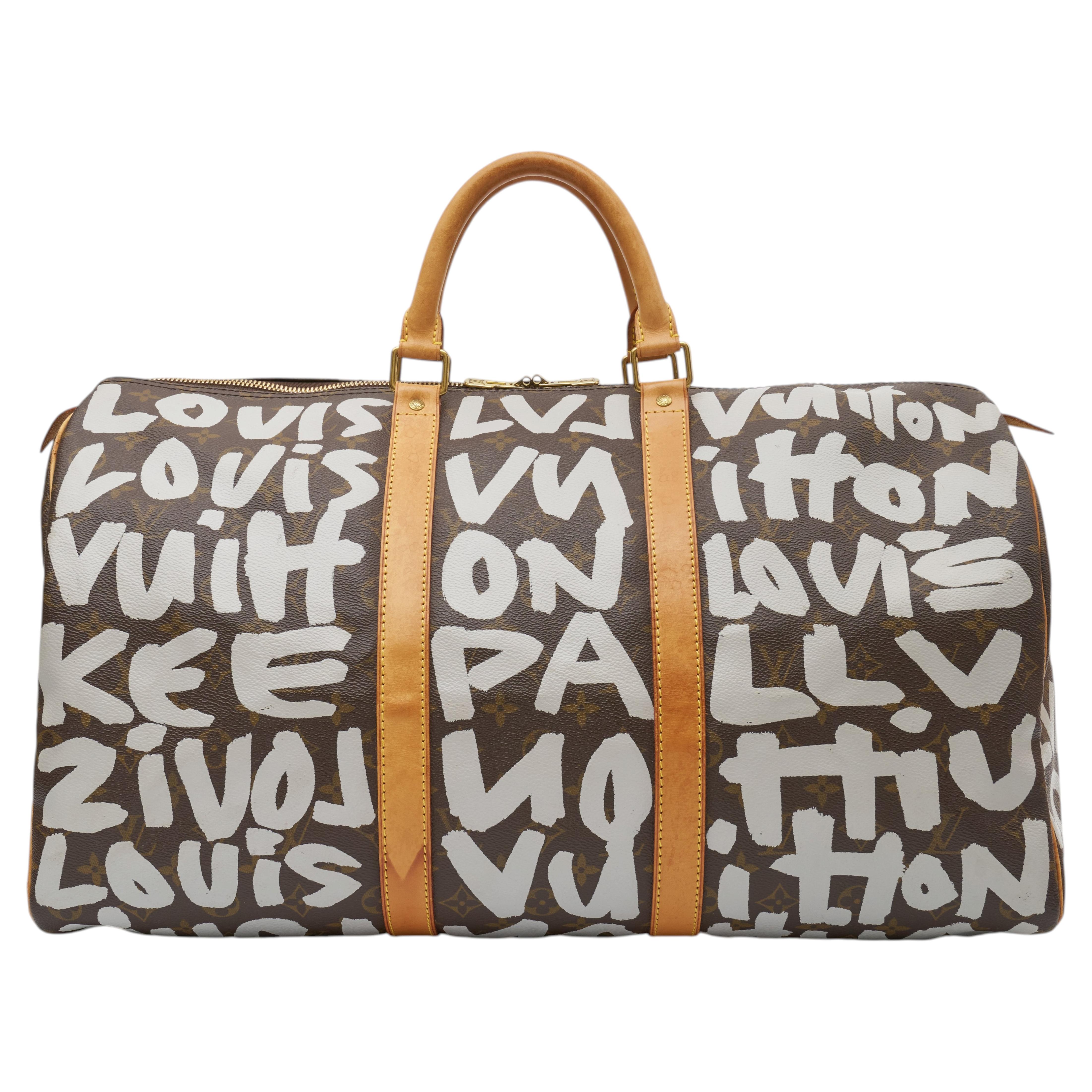 Bolsa de viaje unisex Keepall 50 de Louis Vuitton x Stephen Sprouse con diseño de graffiti