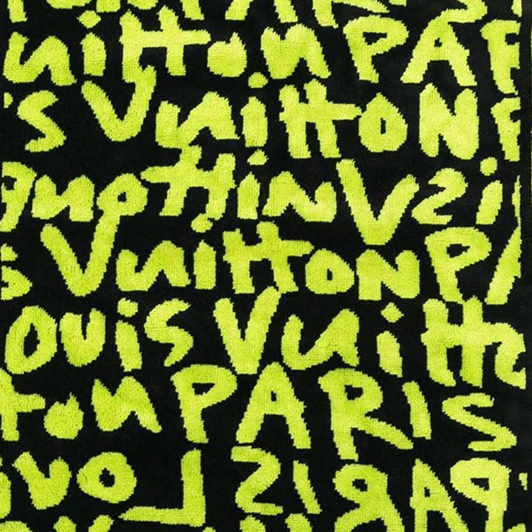 LOUIS VUITTON x Stephen Sprouse *RARE* Graffiti Green & Black Cotton  Hand Towel